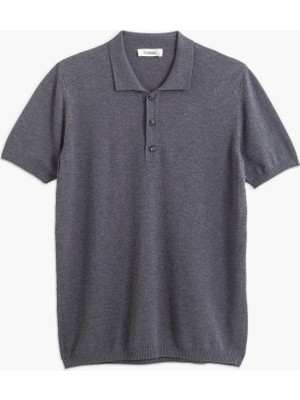 Hateko Erkek Gri Viskon Triko Polo Yaka Tişört