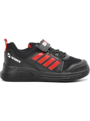 Lafonten Siyah-Kırmızı Cırt Cırtlı Fileli Çocuk Spor Ayakkabı