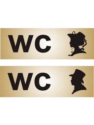 Yüksel Wc Tuvalet Tabelasi Bay+ Bayan 15 x 5 cm Alümi̇nyum Parlak Levha