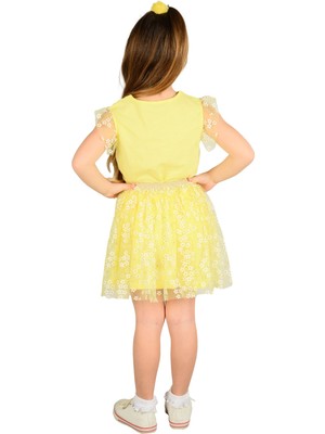 Silversun Sarı Renkli Papatya Baskılı Kız Çocuk Etek |fc 219089