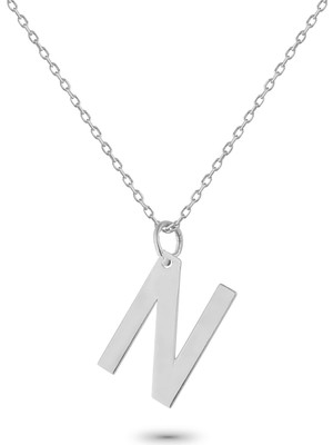 Glorria Gümüş N Harfi Kolye