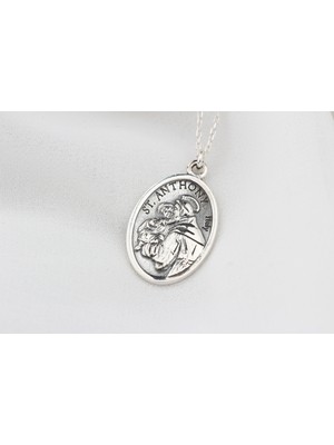 Glorria Gümüş Aziz Antuan Kolye
