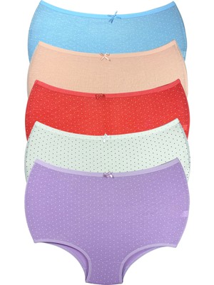 Royaleks 5 Adet Puantiyeli Kadın Toparlayıcı Yüksek Bel Bato Külot