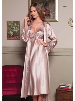 Pierre Cardin 6960 6 Lı Saten Gecelik Sabahlık Çeyiz Takım