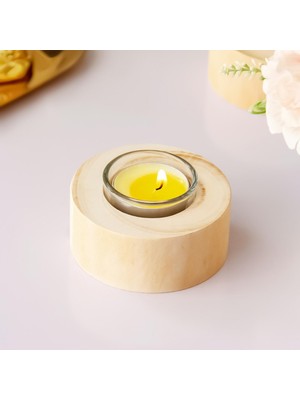 Dolity Ahşap Mumluk Şamdan Tealight 8X8X4.8 cm (Yurt Dışından)