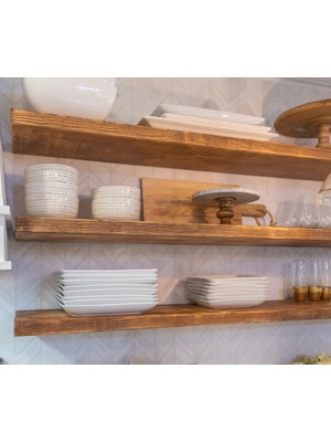 Karadeniz Dizayn Doğal Ahşap Raf 3'lü Takım - 90 x 20 cm