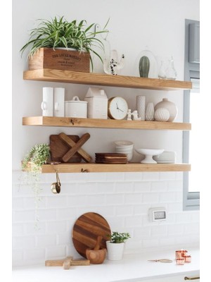 Karadeniz Dizayn Doğal Ahşap Raf 3'lü Takım - 70 x 20 cm