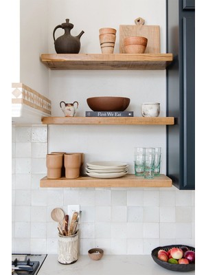 Karadeniz Dizayn Doğal Ahşap Raf 3'lü Takım - 120 x 20 cm