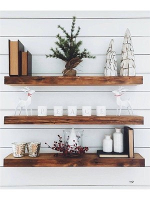 Karadeniz Dizayn Doğal Ahşap Raf 3'lü Takım - 140 x 20 cm