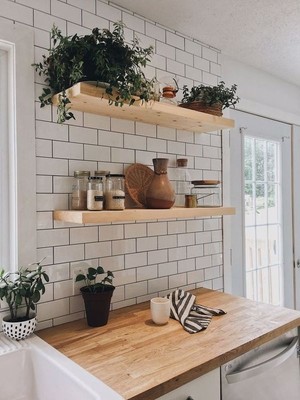 Karadeniz Dizayn Doğal Ahşap Raf 2'li Takım - 80 x 20 cm