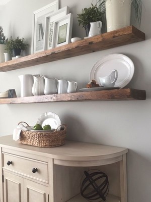 Karadeniz Dizayn Doğal Ahşap Raf 2'li Takım - 90 x 20 cm