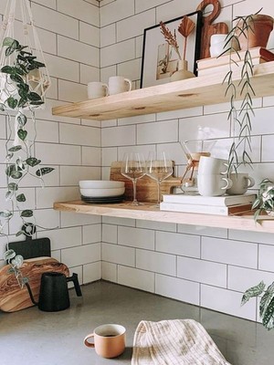 Karadeniz Dizayn Doğal Ahşap Raf 2'li Takım - 130 x 20 cm