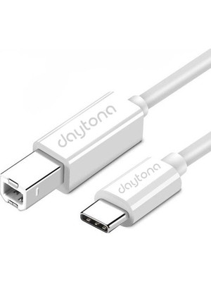 Daytona Tb1-2 Type-C To USB B Telefon Bilgisayar Tablet Için Mıdı Org Elektrikli Piyano Yazıcı Konnektörü Çevirici Kablo (2Metre)