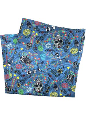 La Pescara Floral Skull Mavi Bandana BND09