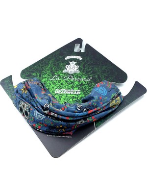 La Pescara Floral Skull Mavi Bandana BND09