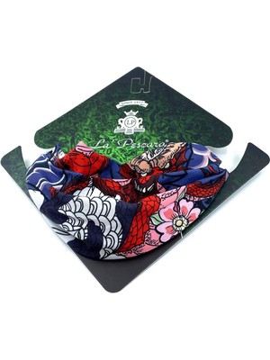 La Pescara Floral Dragon Mavi Kırmızı Bandana BND39