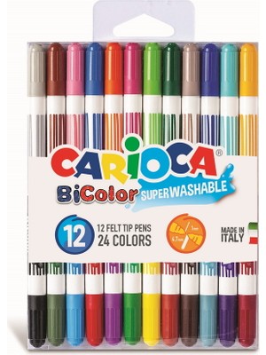 Carioca 12'Li Çift Renkli Süper Yıkanabilir Keçeli Boya Kalemi 24 Renkli Set