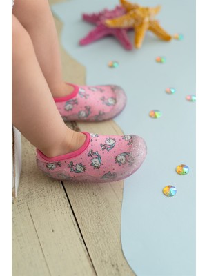 First Step Simli Unicorn Kız Çocuk Kaydırmaz Tabanlı Deniz Ayakkabısı
