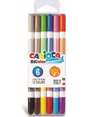Carioca Çift Renkli Süper Yıkanabilir Keçeli Boya Kalemi 6'Lı (12 Renk)