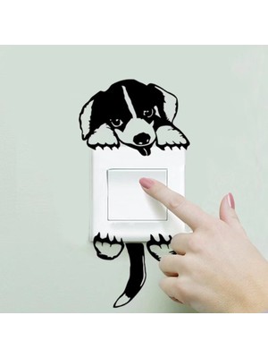 Ye Duo Sevimli Köpekler Anahtarı Paneli Çıkartmalar Ev Dekorasyon Diy Karikatür Köpek Hayvanlar 3D Vinil Duvar Sanatı Çocuk Odası Duvar Çıkartmaları Posterler (Yurt Dışından)