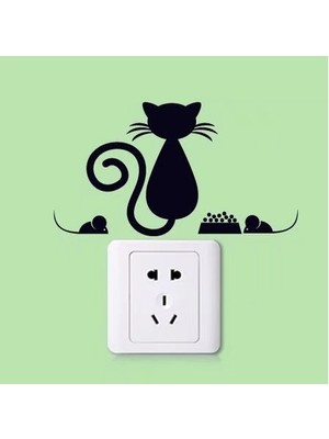 Ye Duo 004 Dıy Yaratıcı Siyah Kedi Aşk Karikatür Çıkarılabilir Anahtarı Çıkartmalar Pvc Duvar Sticker Vinil Çıkartması Ev Dekorasyonu Çıkartması Soket Yapıştırın (Yurt Dışından)