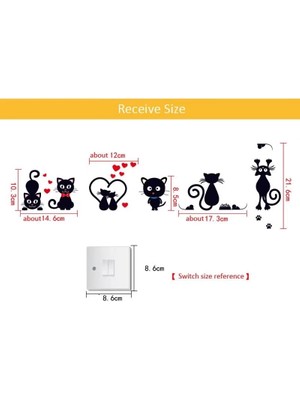 Ye Duo 004 Dıy Yaratıcı Siyah Kedi Aşk Karikatür Çıkarılabilir Anahtarı Çıkartmalar Pvc Duvar Sticker Vinil Çıkartması Ev Dekorasyonu Çıkartması Soket Yapıştırın (Yurt Dışından)