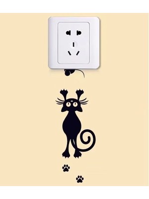 Ye Duo 005 Dıy Yaratıcı Siyah Kedi Aşk Karikatür Çıkarılabilir Anahtarı Çıkartmalar Pvc Duvar Sticker Vinil Çıkartması Ev Dekorasyonu Çıkartması Soket Yapıştırın (Yurt Dışından)