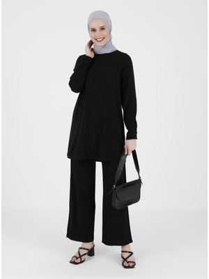 Refka Doğal Kumaşlı Tunik&pantolon Ikili Takım - Siyah - Refka Casual