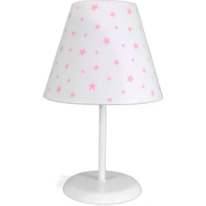 Şenay Aydınlatma Çocuk Odası Konik Kumaş Abajur-Beyaz Yıldız