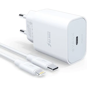 PD20L Şarj Aleti 3.0A PD20W Type-C To Lightning Kablo Set Beyaz