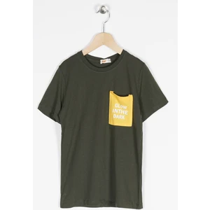 Erkek Çocuk Glow In The Dark Cep Baskılı Tshirt 5-12 Yaş