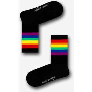 Neşeli Çoraplar Siyah Gökkuşağı Atletik Erkek Çorap