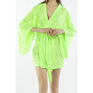 Yeşil Kadın Pareo Kaftan Sabahlık Dantelli
