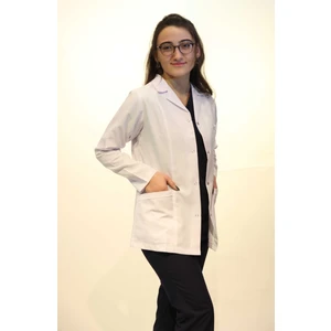 Deniz İş Doktor Hemşire Kadın Ceket Boy Gömlek Yaka Beyaz Önlük Xxs