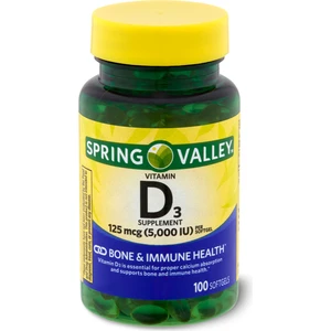 Spring Valley D3 125 Mcg 5000 Iu 250 Softgels