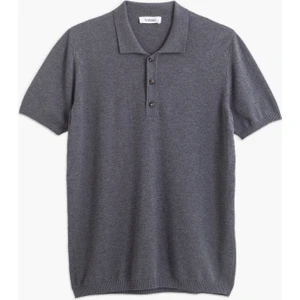 Erkek Gri Viskon Triko Polo Yaka Tişört