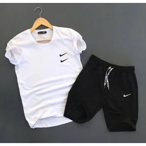 Amor Man Yuvarlak Yaka Dijital Baskılı Pamuklu Ultra  Hafif Çift Cep Ter Tutmayan Erkek Şort Takımı