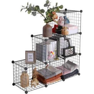 6 Bölmeli Portatif Çok Amaçlı Metal Tel Dolap Raf Organizer