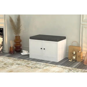 Dolapli Puflu Ayakkkabilik Beyaz 65 cm AYK-1002-Ç