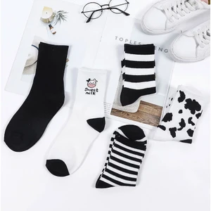 Color Socks 5 Çift Kadın Inek Desenli Kolej Çorap