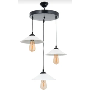 Retro  Üçlü Siyah Beyaz Metal Sarkıt Avize 30 cm