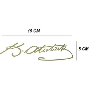 Kemal Atatürk Imza Sticker 4*15CM Folyo Parlak Krom