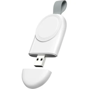 Apple Watch Uyumlu 7 45 mm Için Anahtarlık Tipi Manyetik USB Şarj - Beyaz AL2364