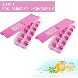Yapışmaz Silikon Bas Çıkar Buzluk Küp Şekilli Buz Kalıbı Pembe Renk 2 Adet
