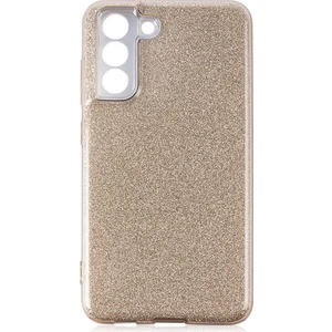 Case 4U S21 FE Uyumlu Kılıf Kamera Korumalı Çift Katmanlı Simli Shining Silikon Arka Kapak Altın