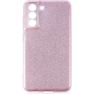 Case 4U S21 FE Uyumlu Kılıf Kamera Korumalı Çift Katmanlı Simli Shining Silikon Arka Kapak Pembe