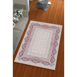 Miray Tekstil Ipek Kadife Gri Renkli Osmanlı Desen Lastikli Halı Örtüsü