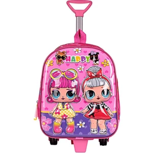 Dzc Kuzenler Avm Anaokulu Kreş Çocuk Valiz Sırt Çantası Çekçekli Happy Lol Bebek Şeker Kız Sert Ön Yüzey 5d Pembe