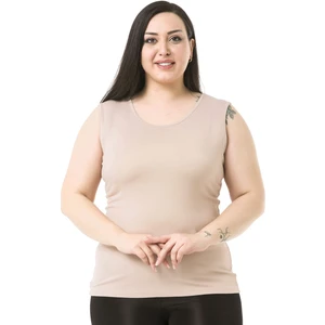 Disentis Modest Büyük Beden Yuvarlak Yaka Kalın Askılı Viskon Vizon Body