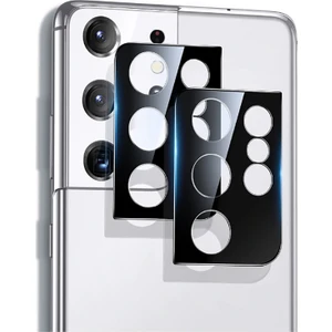 Case 4U Samsung Galaxy S21 Ultra Uyumlu Kamera Lens Koruyucu 3D Temperli Cam Siyah